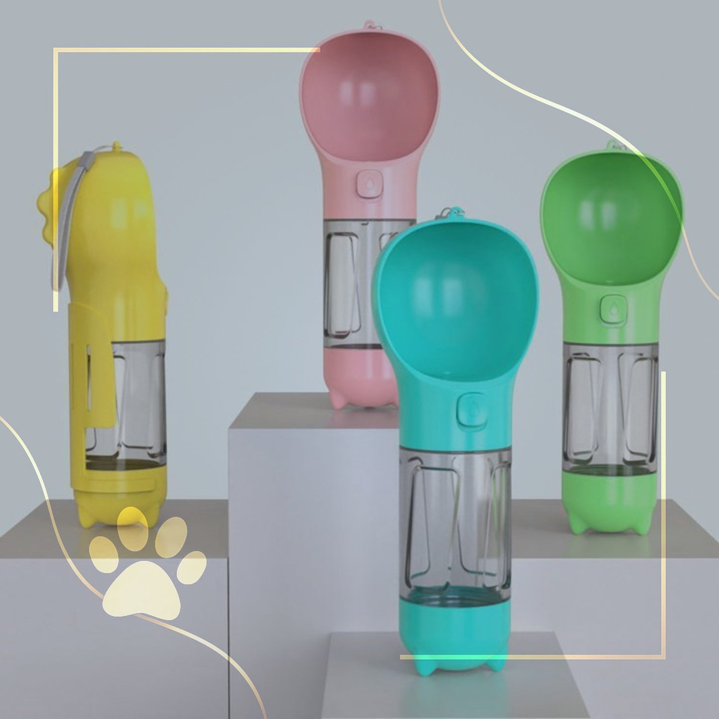 PawKit™ – 3 σε 1 Μπουκάλι Ταξιδιού για Νερό, Τροφή & Καθαρισμό