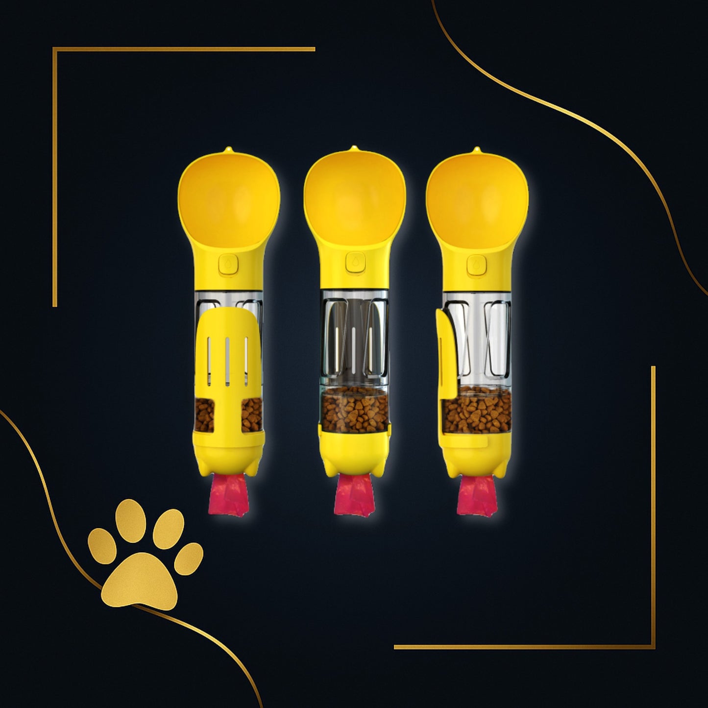 PawKit™ – 3 σε 1 Μπουκάλι Ταξιδιού για Νερό, Τροφή & Καθαρισμό