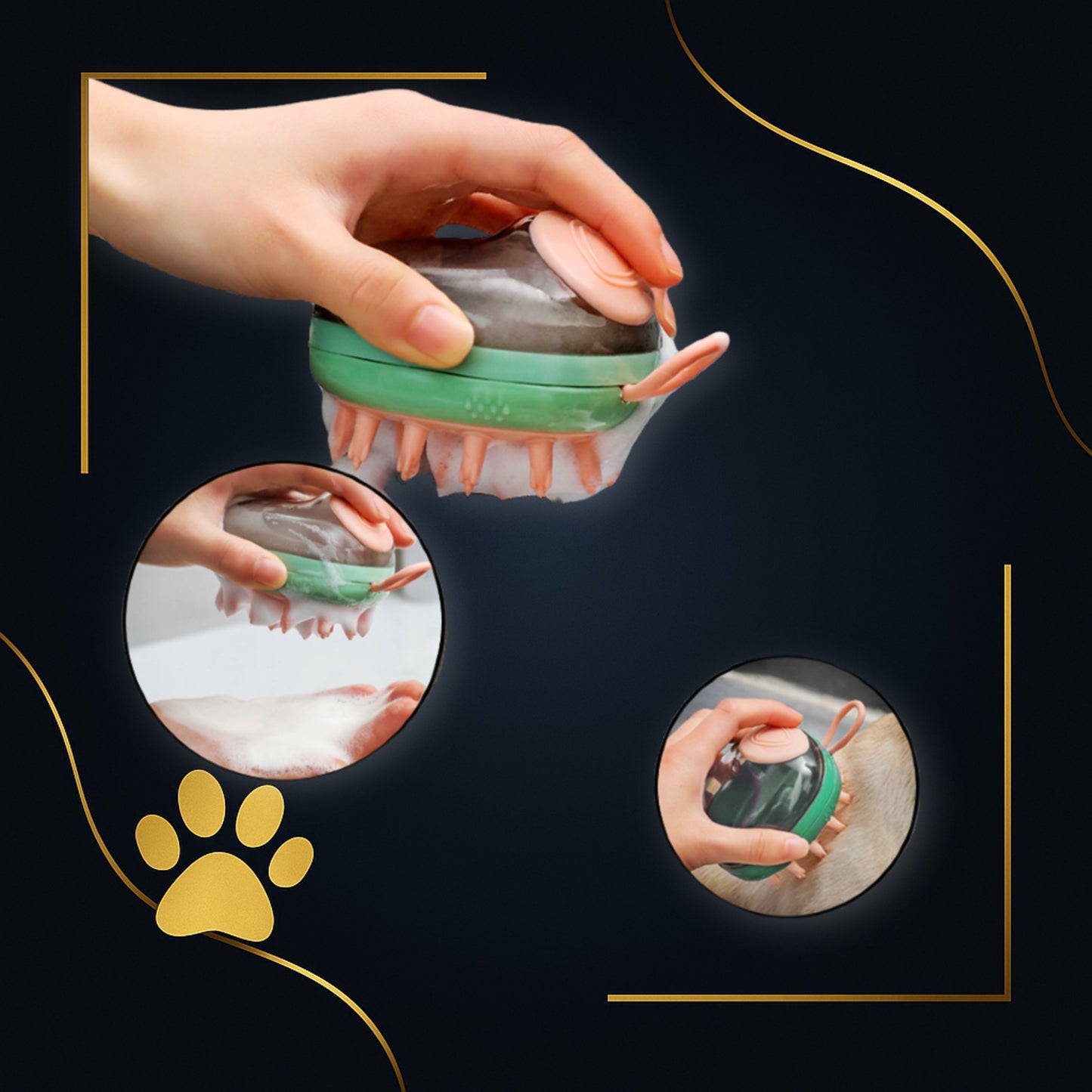 SoapyPaws™ – 2-σε-1 Βούρτσα Καθαρισμού & Μασάζ με Ενσωματωμένο δοχείο σαμπουάν