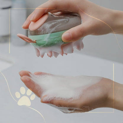 SoapyPaws™ – 2-σε-1 Βούρτσα Καθαρισμού & Μασάζ με Ενσωματωμένο δοχείο σαμπουάν
